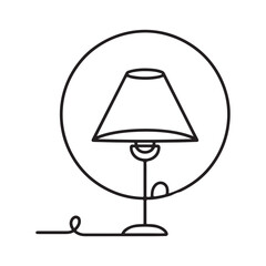 single one line lamp silhouette with white background
