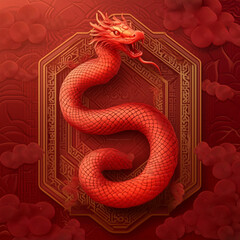 Obraz premium golden dragon on red background