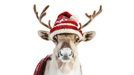 New Year reindeer character on transparent background