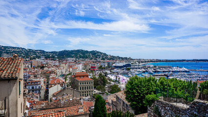 Panorama of Cannes and the Marina, France. 