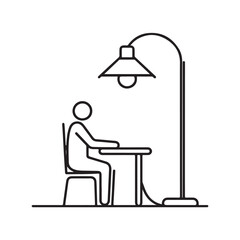 single one line lamp silhouette with white background
