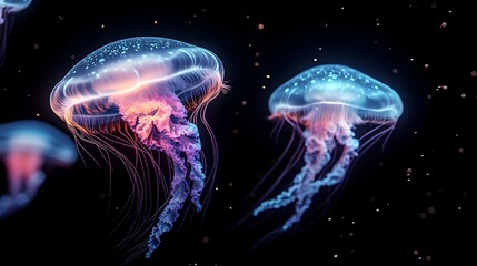 Glowing Jellyfish in the Cosmic Depths of the Underwater Universe