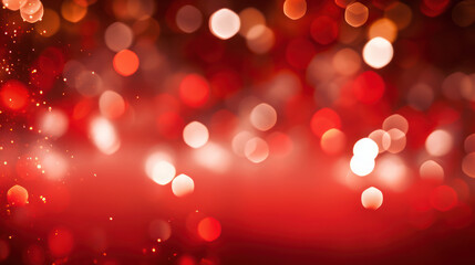 Blur bookeh colorful lights or flashes on a vivid red color background