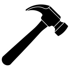  Silhouette Icon of a Hammer Clip art Illustration on Transparent Background for creative art