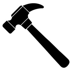  Silhouette Icon of a Hammer Clip art Illustration on Transparent Background for creative art