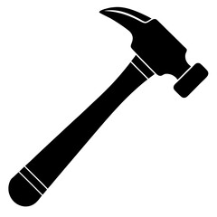  Silhouette Icon of a Hammer Clip art Illustration on Transparent Background for creative art
