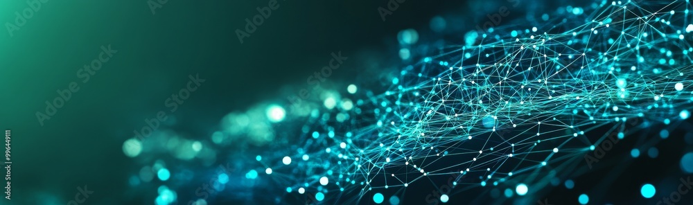 Poster modern abstract plexus background. flowing particles.