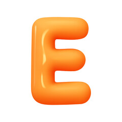 letter E. letter sign orange soft color. Realistic 3d design in cartoon balloon style. Isolated on white background. vector illustration