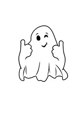 Winking ghost isolated on white