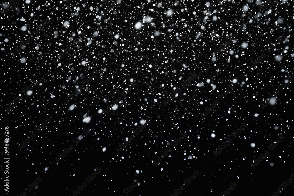 Sticker A falling snow background night black.