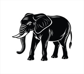 Silhouette of a desert elephant - digitally hand drawn vector illustration