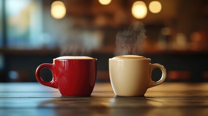 Obraz premium The Coffee Cups with Steam