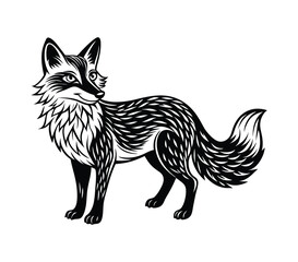 fox silhouette, on white background, isolated, vector