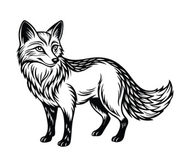 fox silhouette, on white background, isolated, vector