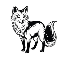 Obraz premium fox silhouette, on white background, isolated, vector