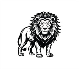 Lion black silhouette icon vector. Lion icon isolated on a white background. Walking lion icon vector