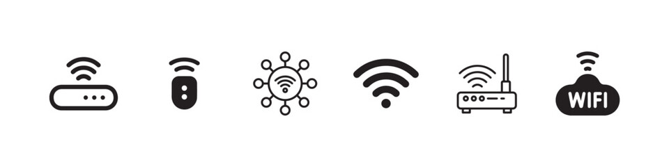 Set of vector Wi-Fi icon for communication, telecommunication. Communication wireless signal level WiFi. Clip art illustration.