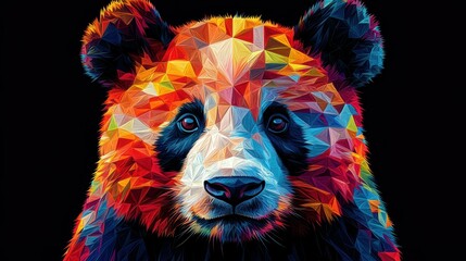 Geometric cubist panda bear head with the face in a polygon abstract pattern