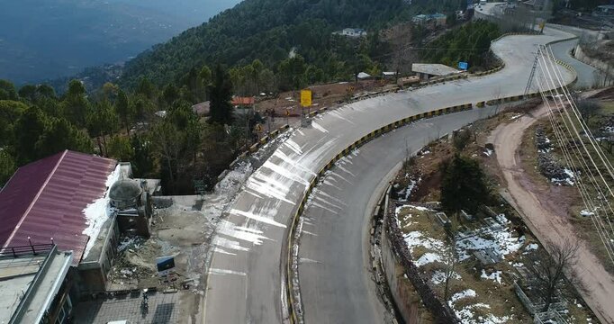 Aerial top view of Muree village, Beautiful Mountain Hill Muree City 
