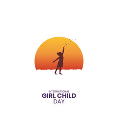 International day of the Girl child creative concept. girl child day creative design for banner, poster. Happy girl vector.