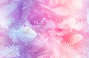 Obraz premium Soft pastel background with ethereal watercolor floral and feathers