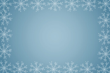 Winter snow frame. Christmas Snowflakes border. Snowy frame frozen background