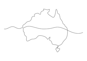 Continuous single line sketch drawing of Australia map country nation one line vector illustration concept