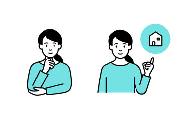 マイホーム購入を考える女性のイラスト