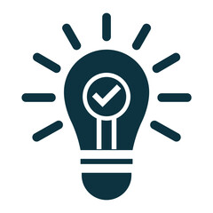 Idea icon. checklist in light bulb vector illustration. simple design style.  Thin sign of innovation, solution, education logo. vector design template