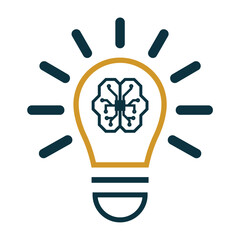 Creative idea icon. Brain in a light bulb vector illustration. outline design style.  Thin sign of innovation, solution, education logo. vector design