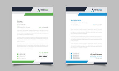 Green And Blue Modern Business Letterhead Simple Clean Template Design