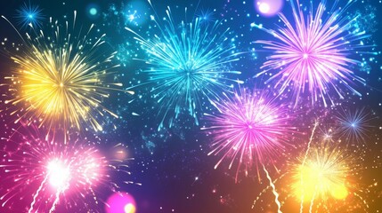 Colorful fireworks light up the night sky, sparking feelings of celebration and joy.
