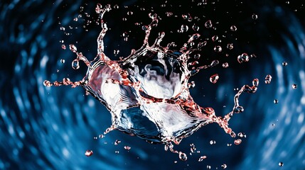 Water splash with blue color on a black background,  the isolated water splash against a plain background,