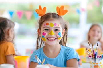 Joyful children s face painting stall at vibrant Australia Day event