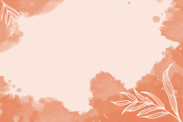 abstract pink watercolor background with leaf
