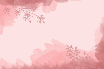 abstract pink watercolor background with flora