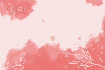 pink watercolor background with flora