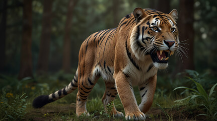 saber tooth tiger smilodon lived 42 million years ago.Generative AI, generative.ai