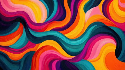 Obraz premium Vibrant abstract pattern with swirling lines and bright, dynamic colors, creating a sense of movement.