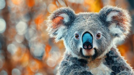 Obraz premium Geometric cubist koala head with the face in a polygon abstract pattern