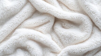 Soft white plush fabric texture, filling the background with a smooth and cozy feel, perfect for a comforting aesthetic.