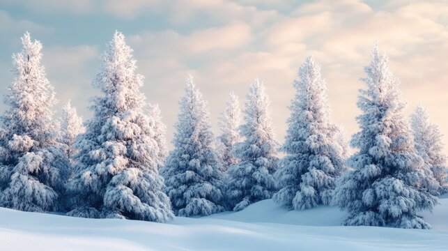 Stunning winter scenery featuring snow covered fir trees