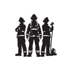 pose of Firefighter silhouette vector illustration 