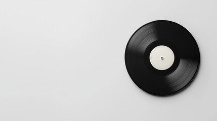 Vinyl record mockup on a plain white background, offering space for album cover designs or music...