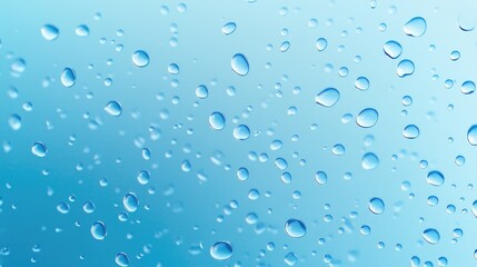 Water drops dot a smooth light blue background, emphasizing purity, freshness, and hydration.