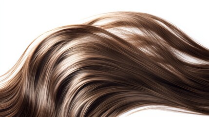 Fototapeta premium Long, layered hair, soft waves, eyelevel side view, realistic rendering, isolated on white background
