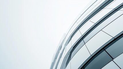 Obraz premium Multi-layered architectural mass, dynamic facade, all-white