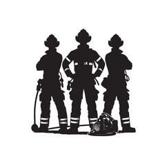 pose of Firefighter silhouette vector illustration 