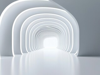 Fototapeta premium Futuristic complex, overlapping volumes, bright white scheme