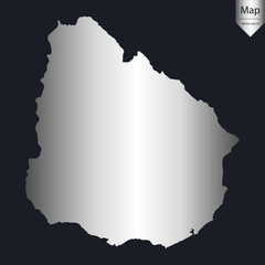 Abstract - High Detailed Silver Map of Uruguay. Vector illustration eps10.	
